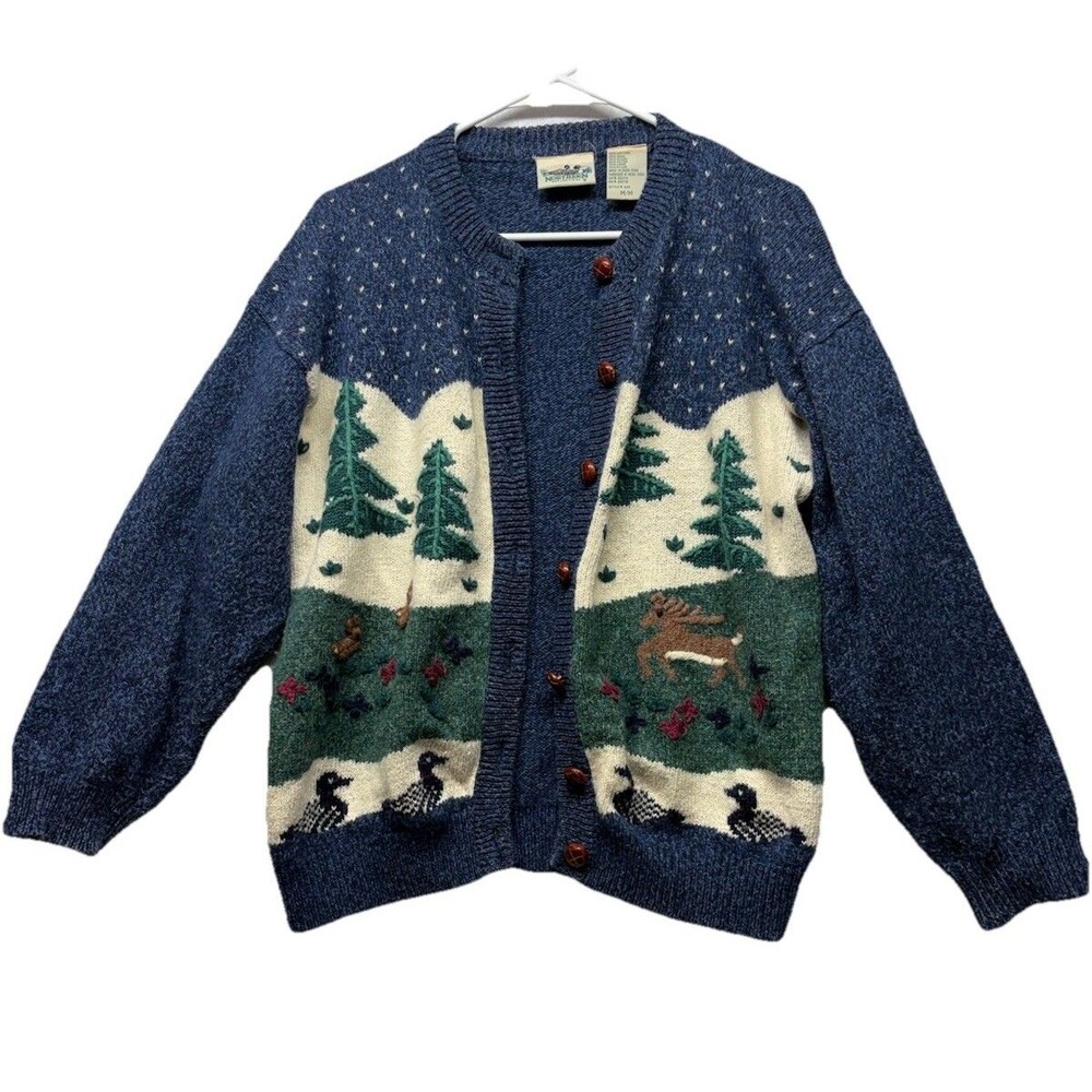 Vintage Northern Reflections Knit Sweater Cardigan Women's Size M Cottage Core